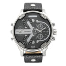 CAGARNY 6820 Fashionable Multifunctional Style Quartz Business Sport Wrist Watch with Leather Band & GMT Time & Calendar & Luminous Display for Men(Black)
