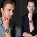 CAGARNY 6820 Fashionable Multifunctional Style Quartz Business Sport Wrist Watch with Leather Band & GMT Time & Calendar & Luminous Display for Men(Black)