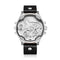 CAGARNY 6820 Fashionable Multifunctional Style Quartz Business Sport Wrist Watch with Leather Band & GMT Time & Calendar & Luminous Display for Men(Black Band White Window)