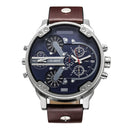 CAGARNY 6820 Fashionable Multifunctional Style Quartz Business Sport Wrist Watch with Leather Band & GMT Time & Calendar & Luminous Display for Men(Brown)