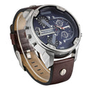 CAGARNY 6820 Fashionable Multifunctional Style Quartz Business Sport Wrist Watch with Leather Band & GMT Time & Calendar & Luminous Display for Men(Brown)