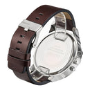 CAGARNY 6820 Fashionable Multifunctional Style Quartz Business Sport Wrist Watch with Leather Band & GMT Time & Calendar & Luminous Display for Men(Brown)