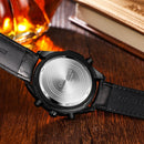 CAGARNY 6825 Fashionable Quartz Business Sport Wrist Watch with Leather Band & 24-hour Indication Function for Men(Rrange Needle)