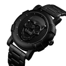SKMEI 9178 Skull Pattern Multifunctional Outdoor Men Fashion Waterproof Quartz Wrist Watch (Black)