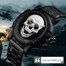 SKMEI 9178 Skull Pattern Multifunctional Outdoor Men Fashion Waterproof Quartz Wrist Watch (Black)