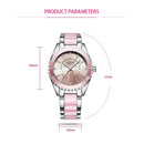 LONGBO 4511 Three Small Dials Fashion Women Quartz Watch with Alloy & Ceramics Band(Pink)