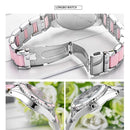 LONGBO 4511 Three Small Dials Fashion Women Quartz Watch with Alloy & Ceramics Band(Pink)