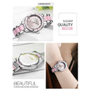 LONGBO 4511 Three Small Dials Fashion Women Quartz Watch with Alloy & Ceramics Band(Pink)