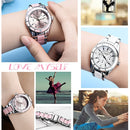 LONGBO 4511 Three Small Dials Fashion Women Quartz Watch with Alloy & Ceramics Band(Pink)