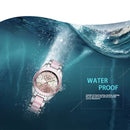 LONGBO 4511 Three Small Dials Fashion Women Quartz Watch with Alloy & Ceramics Band(Pink)