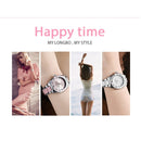 LONGBO 4511 Three Small Dials Fashion Women Quartz Watch with Alloy & Ceramics Band(Pink)