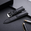 Lizard Texture Leather Strap Watch Band, Size: 22mm(Black)