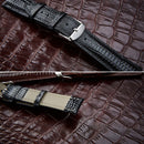 Lizard Texture Leather Strap Watch Band, Size: 22mm(Black)