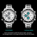 SKMEI 1302 Fashion Men Leisure Wrist Watch Multifunctional Dual-time Sports Digital Watch with Stainless Steel Watchband 30m Waterproof (Blue)