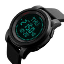 SKMEI 1289 Multifunctional Men Outdoor Sports 50m Waterproof Digital Watch with Compass & World Time Function(Black)