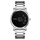 SKMEI 1260 Fashion Creative Pointer 30m Waterproof Quartz Wrist Watch with Stainless Steel Watchband(Silver+Black)