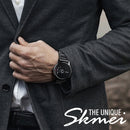 SKMEI 1260 Fashion Creative Pointer 30m Waterproof Quartz Wrist Watch with Stainless Steel Watchband(Silver+Black)