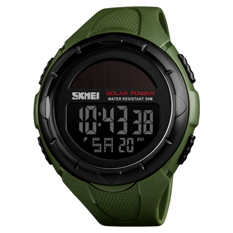 SKMEI 1405 Fashion Solar Power Outdoor Sports Watch Multifunctional 50m Waterproof Men Digital Watch(Army Green)