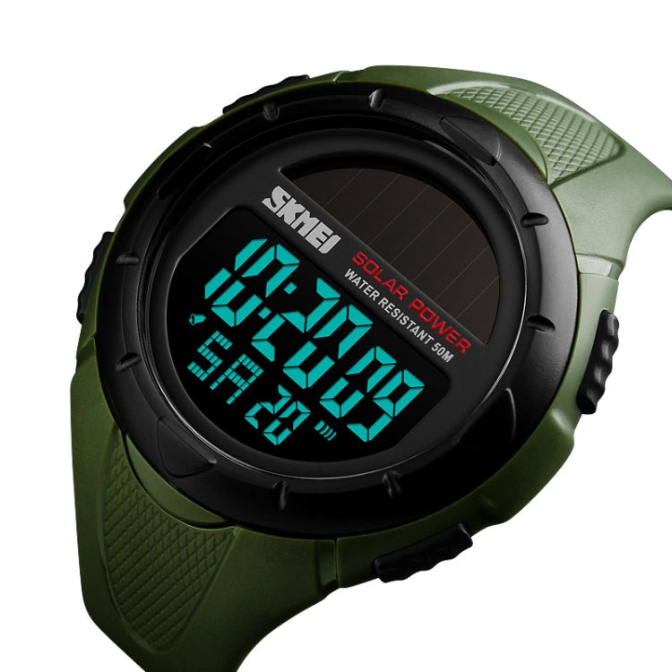 SKMEI 1405 Fashion Solar Power Outdoor Sports Watch Multifunctional 50m Waterproof Men Digital Watch(Army Green)