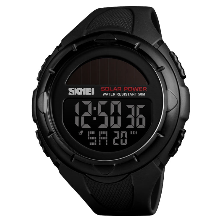 SKMEI 1405 Fashion Solar Power Outdoor Sports Watch Multifunctional 50m Waterproof Men Digital Watch(Black)
