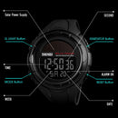 SKMEI 1405 Fashion Solar Power Outdoor Sports Watch Multifunctional 50m Waterproof Men Digital Watch(Black)