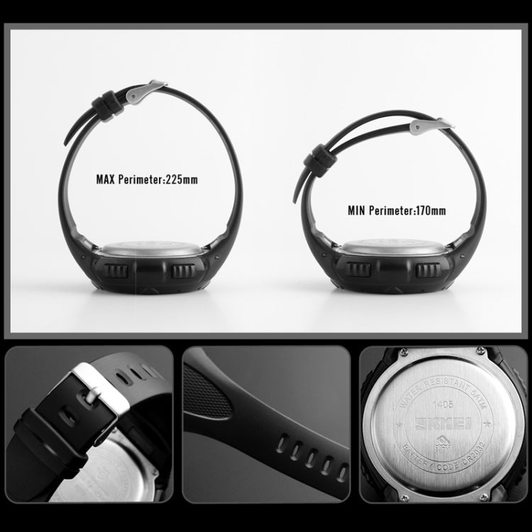 SKMEI 1405 Fashion Solar Power Outdoor Sports Watch Multifunctional 50m Waterproof Men Digital Watch(Black)