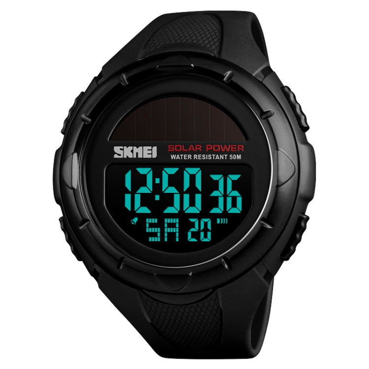 SKMEI 1405 Fashion Solar Power Outdoor Sports Watch Multifunctional 50m Waterproof Men Digital Watch(Black)