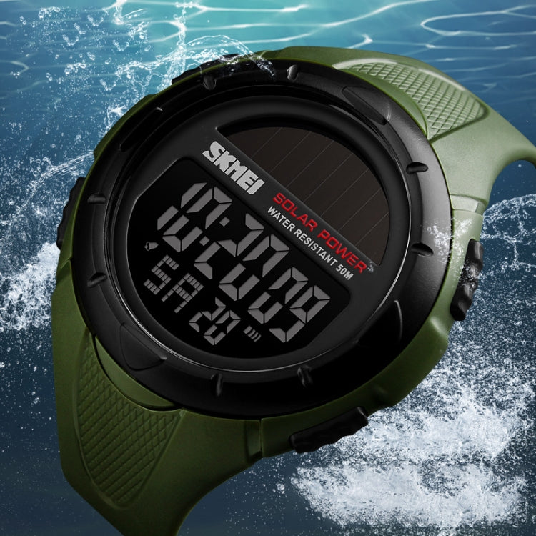 SKMEI 1405 Fashion Solar Power Outdoor Sports Watch Multifunctional 50m Waterproof Men Digital Watch(Black)
