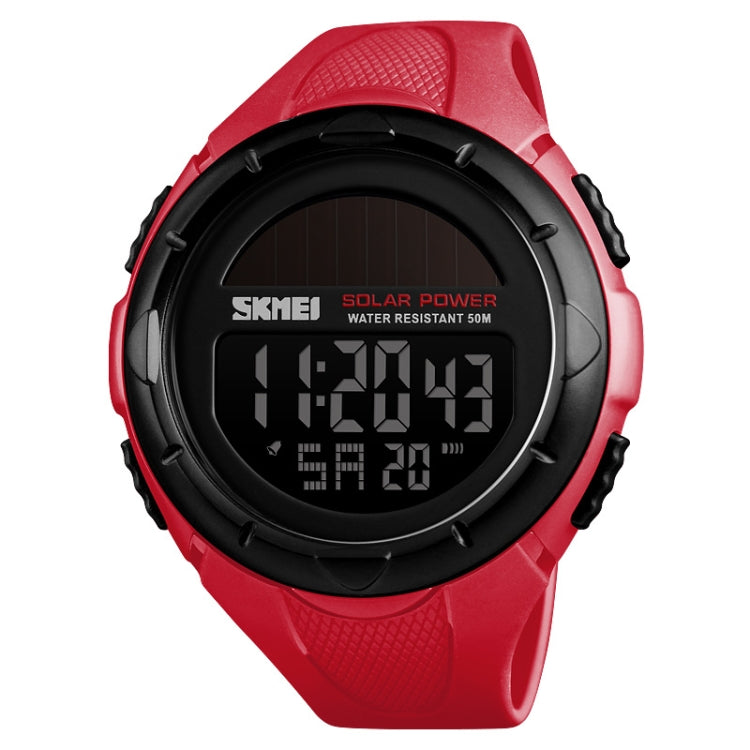 SKMEI 1405 Fashion Solar Power Outdoor Sports Watch Multifunctional 50m Waterproof Men Digital Watch(Red)