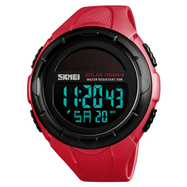 SKMEI 1405 Fashion Solar Power Outdoor Sports Watch Multifunctional 50m Waterproof Men Digital Watch(Red)