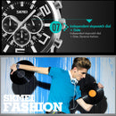 SKMEI 9128 Fashion Multifunctional 3D Large Dial Sports Wristwatch 30m Waterproof Quartz Watch(Blue)