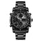 SKMEI 1389 Multifunctional Men Business Digital Watch 30m Waterproof Large Dial Wrist Watch with Stainless Steel Watchband (Black)
