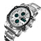 SKMEI 1389 Multifunctional Men Business Digital Watch 30m Waterproof Large Dial Wrist Watch with Stainless Steel Watchband (Silver)