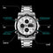 SKMEI 1389 Multifunctional Men Business Digital Watch 30m Waterproof Large Dial Wrist Watch with Stainless Steel Watchband (Silver)