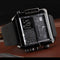 SKMEI 1391 Multifunctional Men Business Digital Watch 30m Waterproof Square Dial Wrist Watch with Leather Watchband(Silver+Coffee)