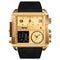 SKMEI 1391 Multifunctional Men Business Digital Watch 30m Waterproof Square Dial Wrist Watch with Leather Watchband(Gold Black)