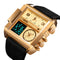 SKMEI 1391 Multifunctional Men Business Digital Watch 30m Waterproof Square Dial Wrist Watch with Leather Watchband(Gold Black)