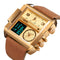 SKMEI 1391 Multifunctional Men Business Digital Watch 30m Waterproof Square Dial Wrist Watch with Leather Watchband(Gold)