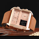 SKMEI 1391 Multifunctional Men Business Digital Watch 30m Waterproof Square Dial Wrist Watch with Leather Watchband(Brown)