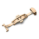 Watch Leather Watch Band Butterfly Buckle 316 Stainless Steel Double Snap, Size: 14mm (Rose Gold)