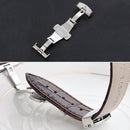 Watch Leather Watch Band Butterfly Buckle 316 Stainless Steel Double Snap, Size: 14mm (Rose Gold)