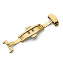 Watch Leather Watch Band Butterfly Buckle 316 Stainless Steel Double Snap, Size: 16mm(Gold)
