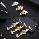 Watch Leather Watch Band Butterfly Buckle 316 Stainless Steel Double Snap, Size: 16mm(Gold)