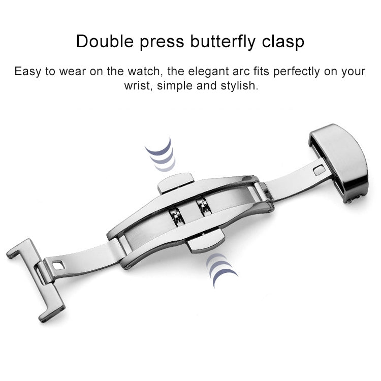 Watch Leather Watch Band Butterfly Buckle 316 Stainless Steel Double Snap, Size: 20mm
