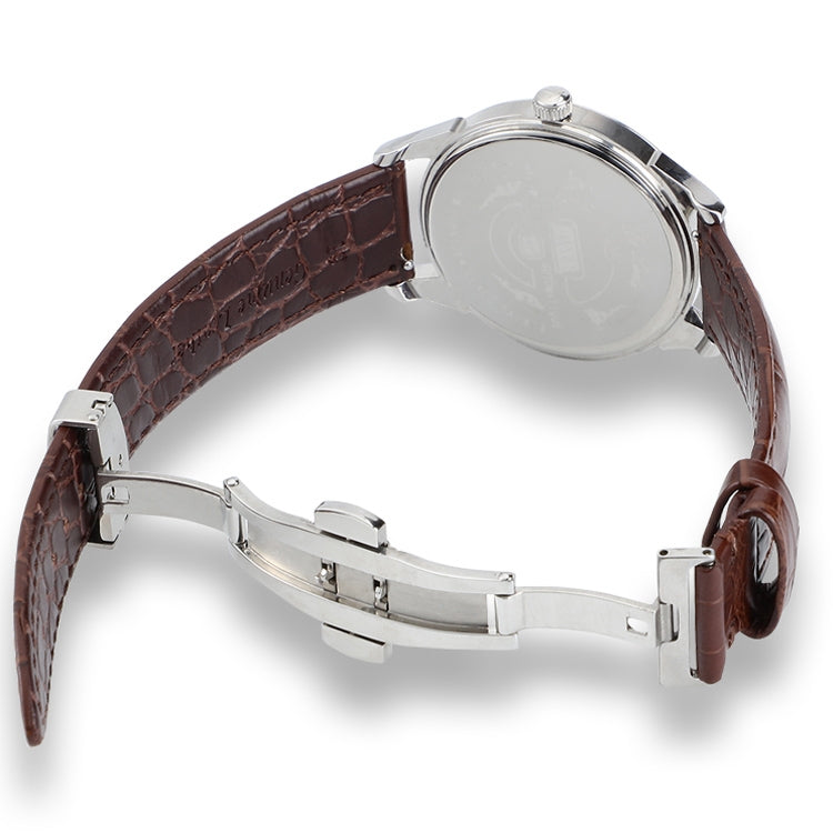 Watch Leather Watch Band Butterfly Buckle 316 Stainless Steel Double Snap, Size: 20mm