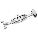 Watch Leather Watch Band Butterfly Buckle 316 Stainless Steel Double Snap, Size: 20mm (Silver)
