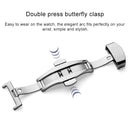 Watch Leather Watch Band Butterfly Buckle 316 Stainless Steel Double Snap, Size: 20mm (Silver)