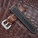 Crazy Horse Layer Frosted Black Buckle Watch Leather Watch Band, Size: 24mm (Army Green)