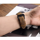 Crazy Horse Layer Frosted Black Buckle Watch Leather Watch Band, Size: 24mm (Dark Brown)