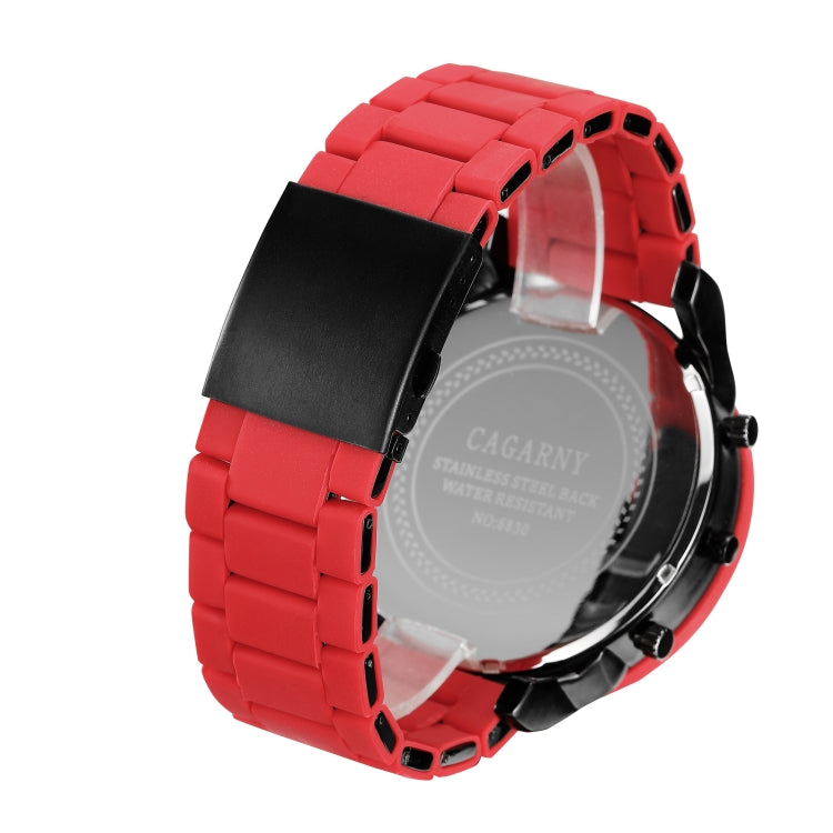 CAGARNY 6830 Fashion Waterproof Quartz Watch with TPE Wristband(Red Black)